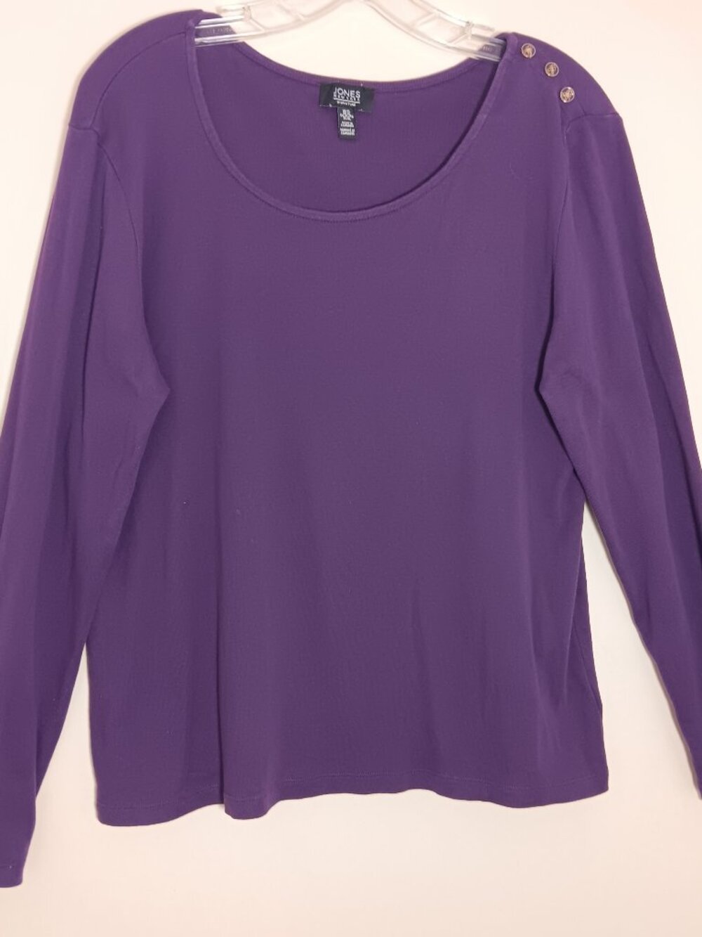 Jones New York signature TOP XL purple 100% cotton long sleeve shoulder buttons
